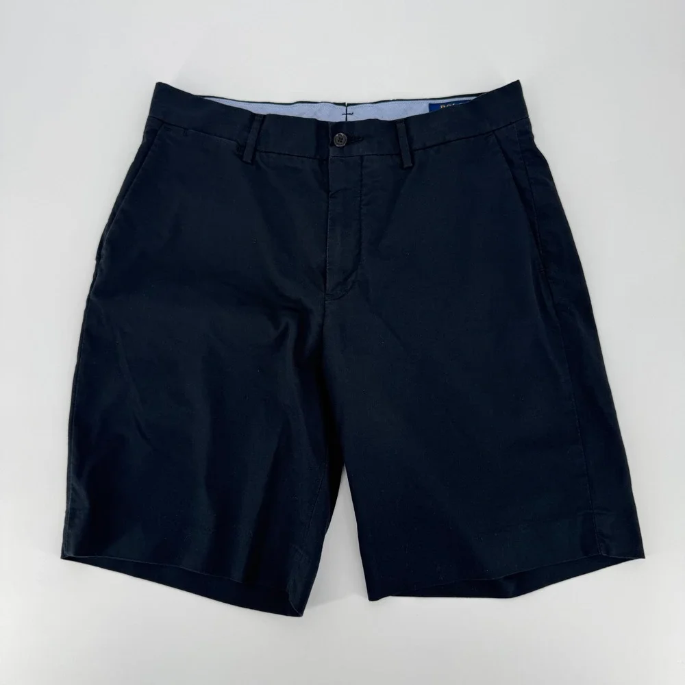 Polo Ralph Lauren Men Navy Blue Stretch Classic Fit Chino Shorts 31 Flat Front